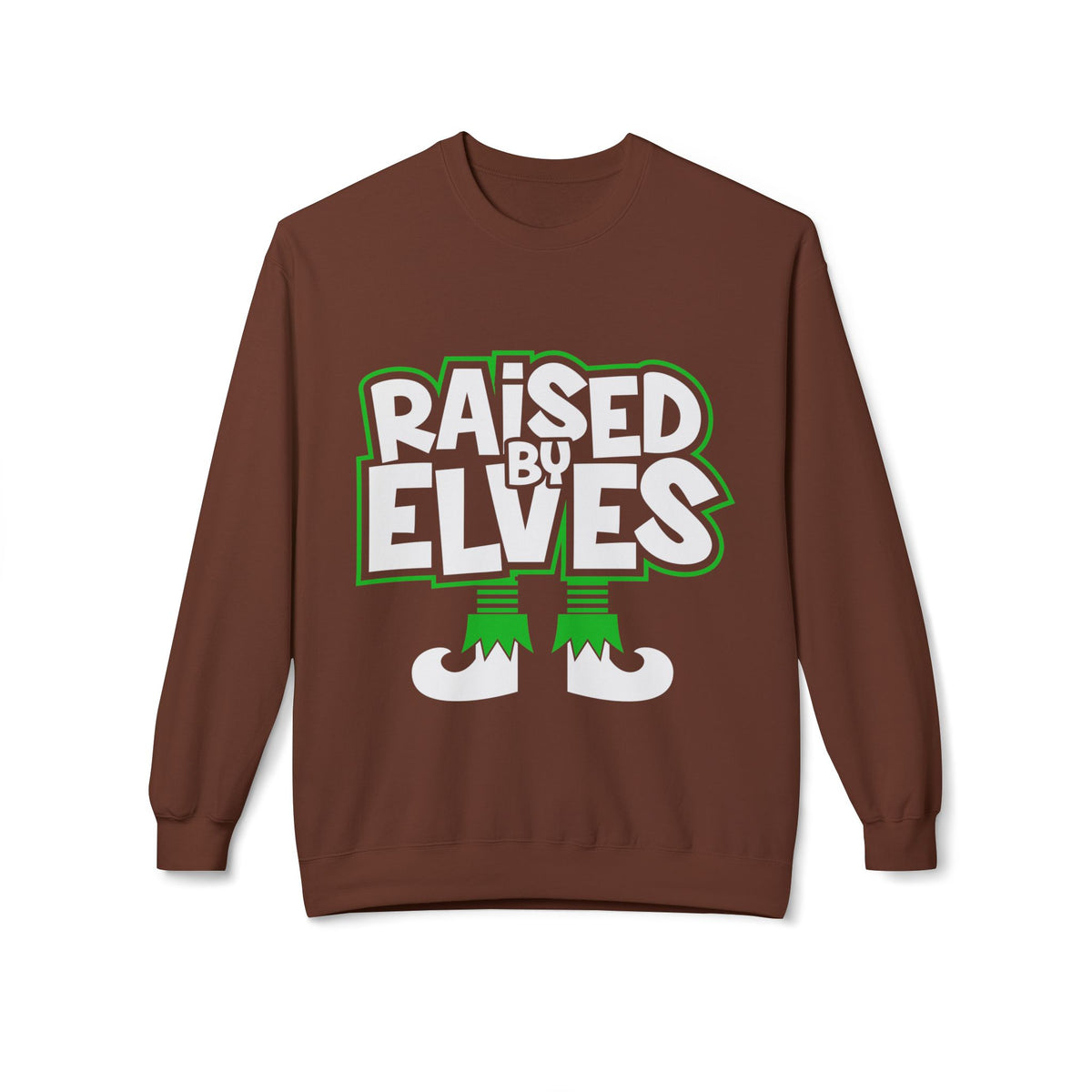 Raised by Elves Sweatshirt – Christmas Funny Holiday Crewneck
