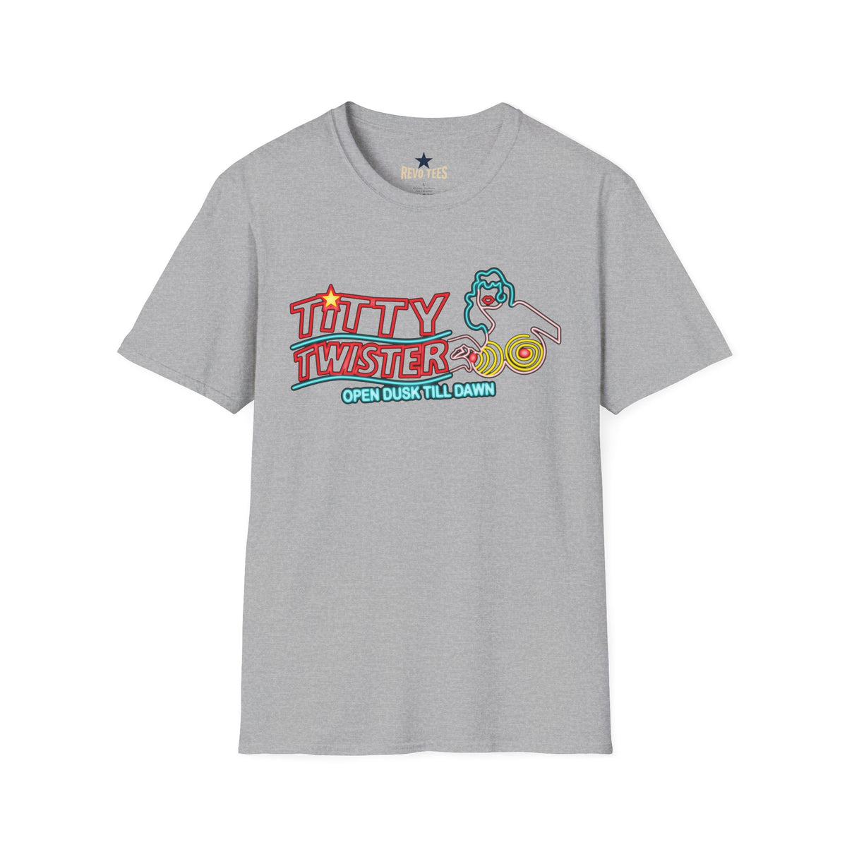 Revotees Titty Twister Neon Logo Open Dusk Till Dawn T-Shirt - alternate view 4