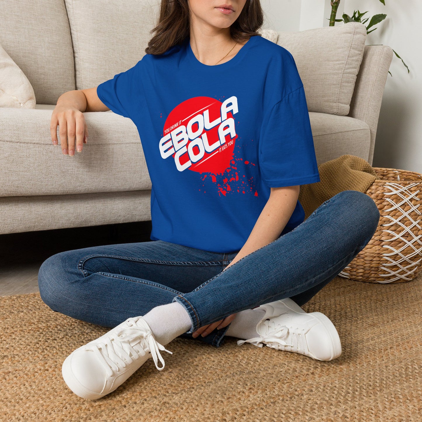 Ebola Cola Graphic T-Shirt – Retro Logo & Distressed Splash Design