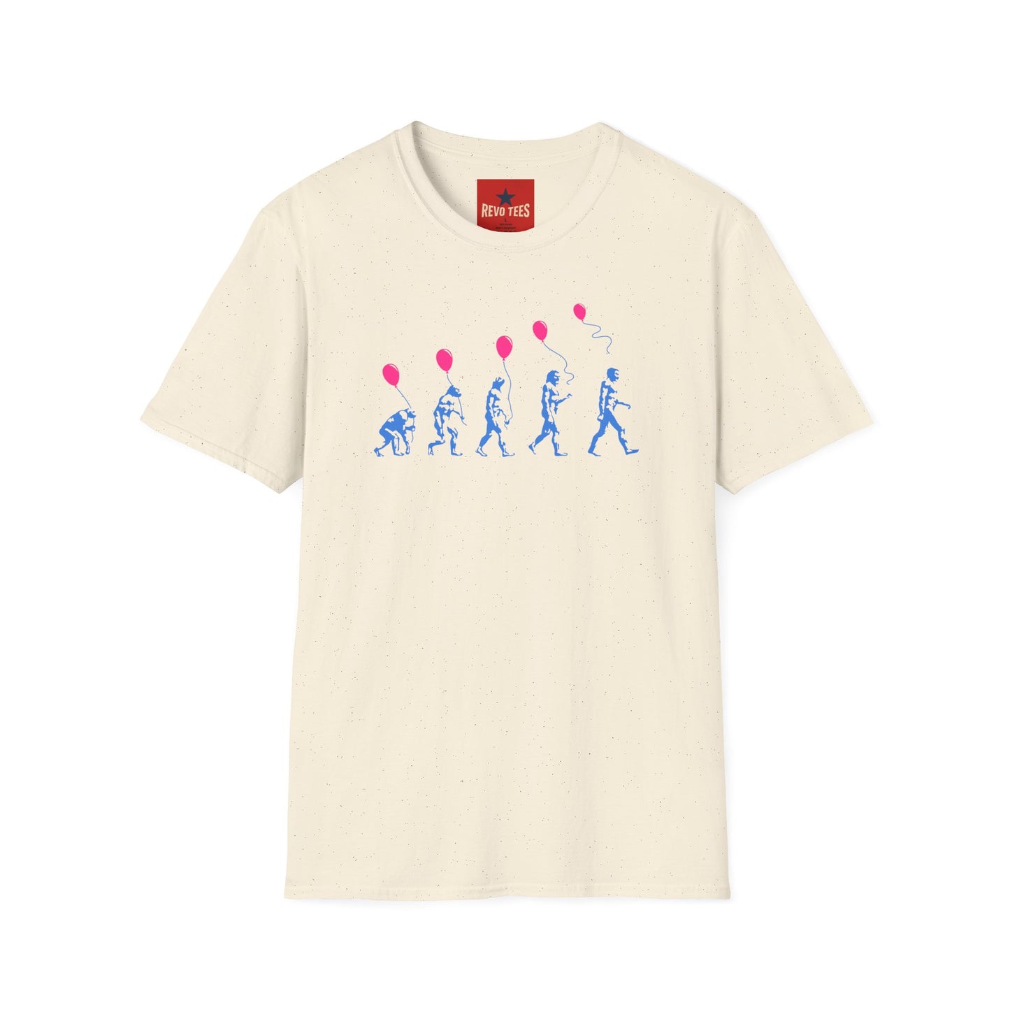 Evolution of Man Holding Balloon T-Shirt — Funny Retro Evolution Graphic Tee