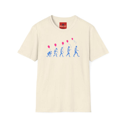 Evolution of Man Holding Balloon T-Shirt — Funny Retro Evolution Graphic Tee