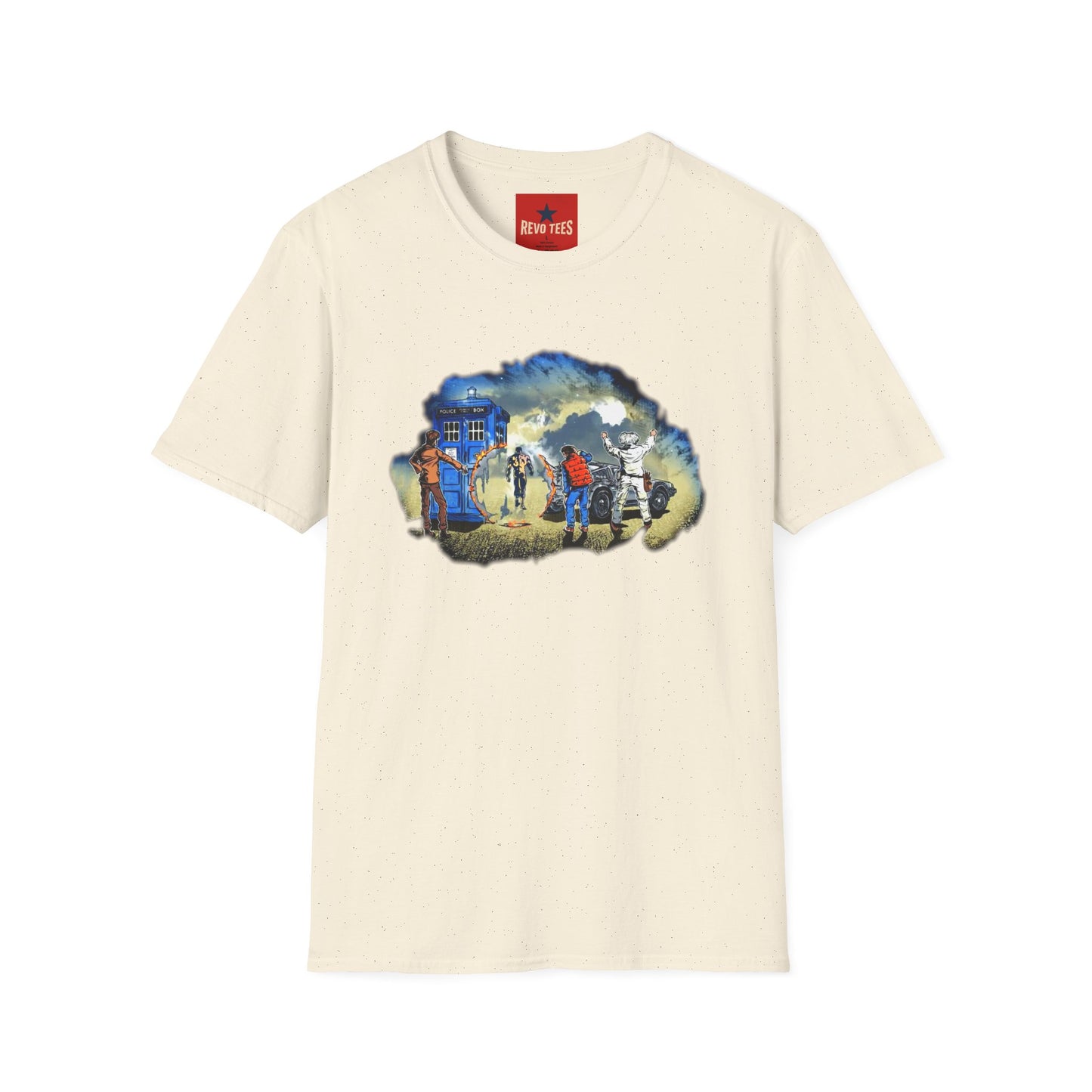 Sci‑Fi Adventure T‑Shirt — Time Traveler Crew Scene