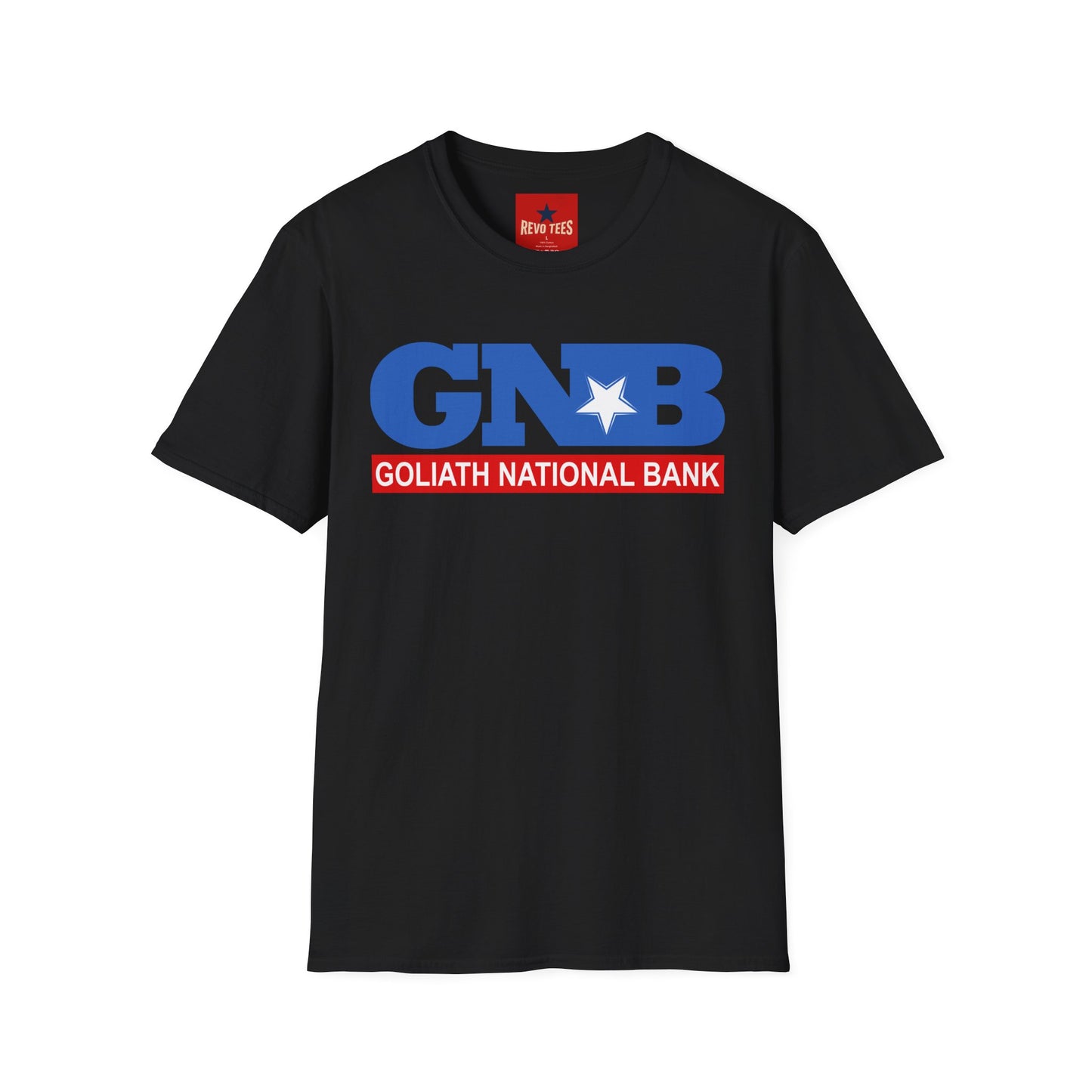 GNB "Goliath National Bank" Logo T-Shirt — Retro Blue & Red Vintage Bank Tee