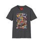 T-Shirt — Colorful Cartoon Characters Collage Graphic Tee