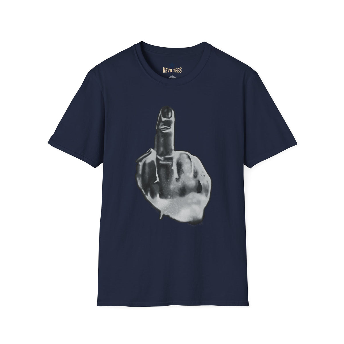 Revotees Graphic Grayscale Middle Finger Design T-Shirt - alternate view 2