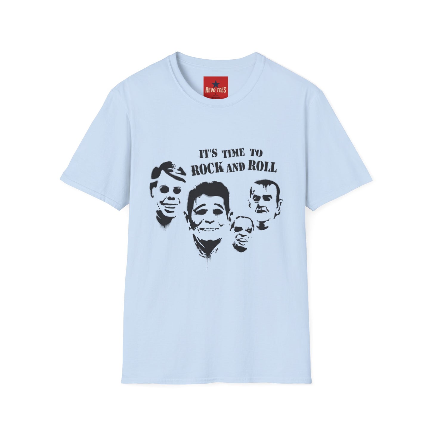 Rock and Roll Faces T-Shirt — "It's Time to Rock and Roll" Retro Band Tee