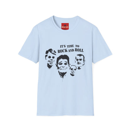 Rock and Roll Faces T-Shirt — "It's Time to Rock and Roll" Retro Band Tee