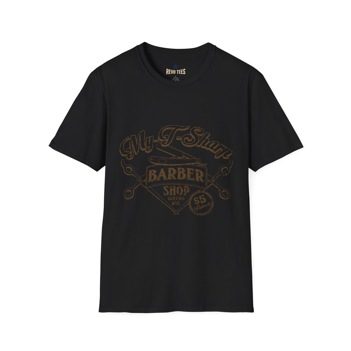 Revotees Barber Shop Graphic My Barber Shop Vintage Logo T-Shirt - alternate view 3