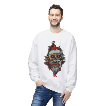 Skull Santa Crewneck Sweatshirt — Horror Christmas Graphic