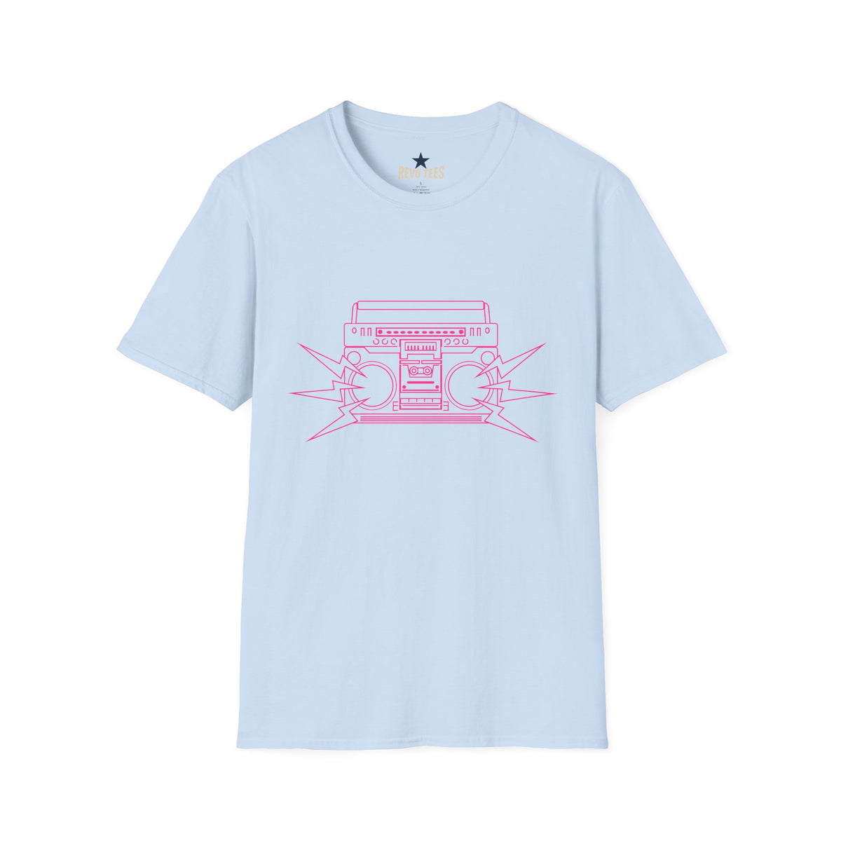 Revotees Retro Boombox Pink Line Art Vintage Radio Graphic T-Shirt - alternate view 8