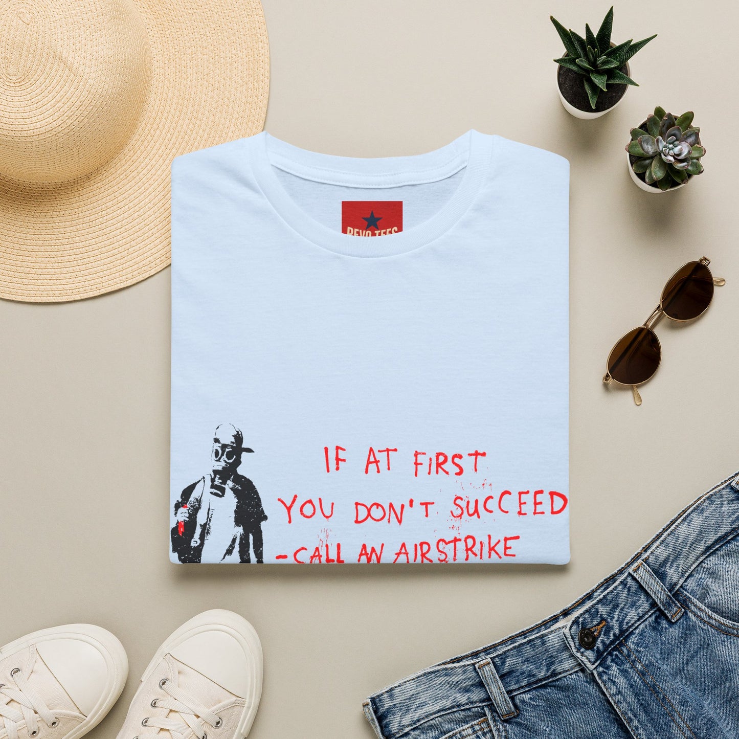 Banksy T-Shirt — “If at First You Don’t Succeed, Call an Airstrike” Graphic Tee