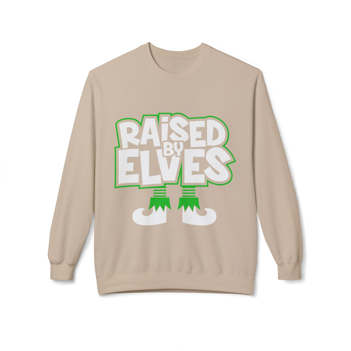 Raised by Elves Sweatshirt – Christmas Funny Holiday Crewneck