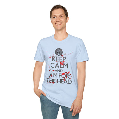 T-Shirt — “Keep Calm and Aim for the Head” Horror Zombie Graphic Tee