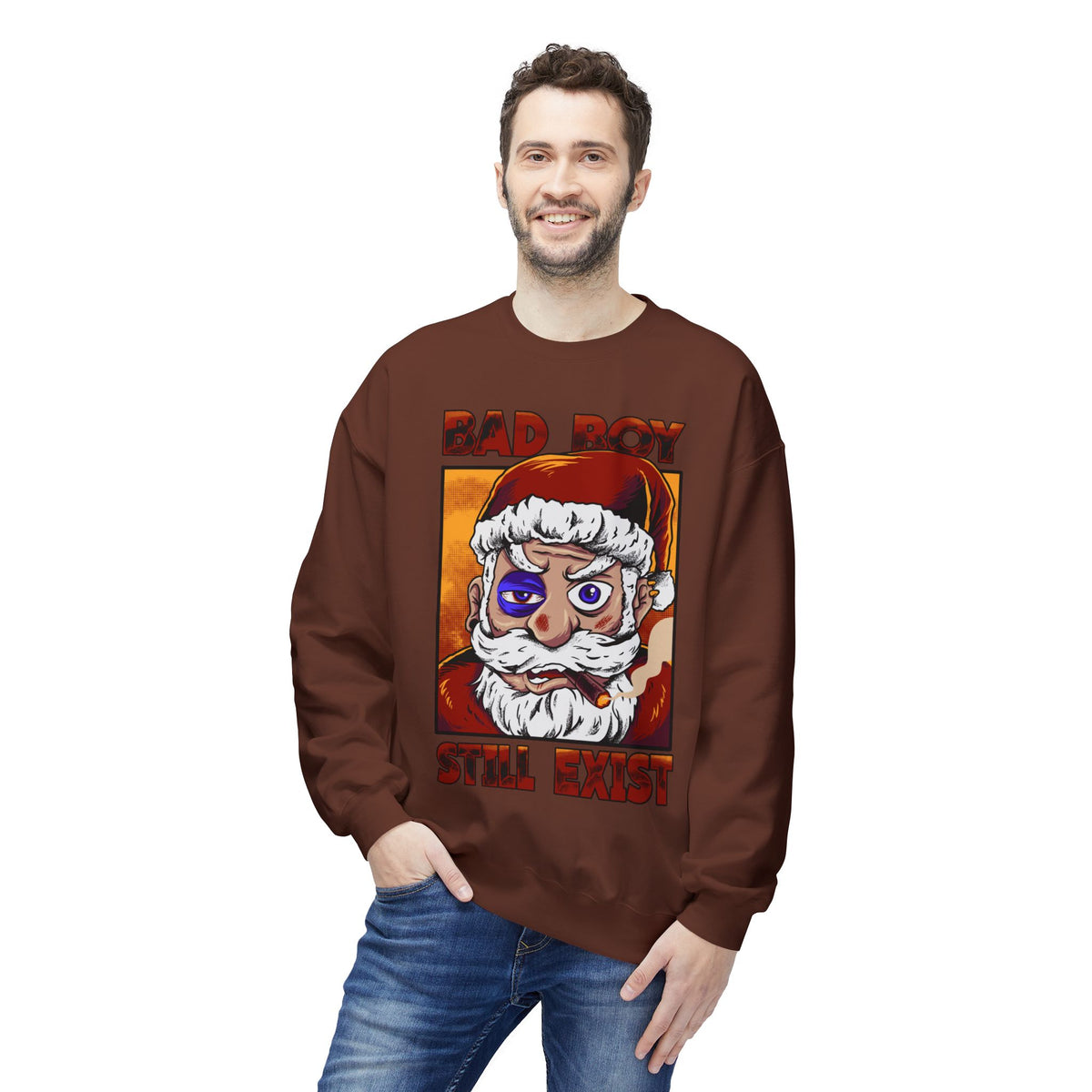 Bad Boy Santa — 'Bad Boy Still Exist' Christmas Crewneck Sweatshirt