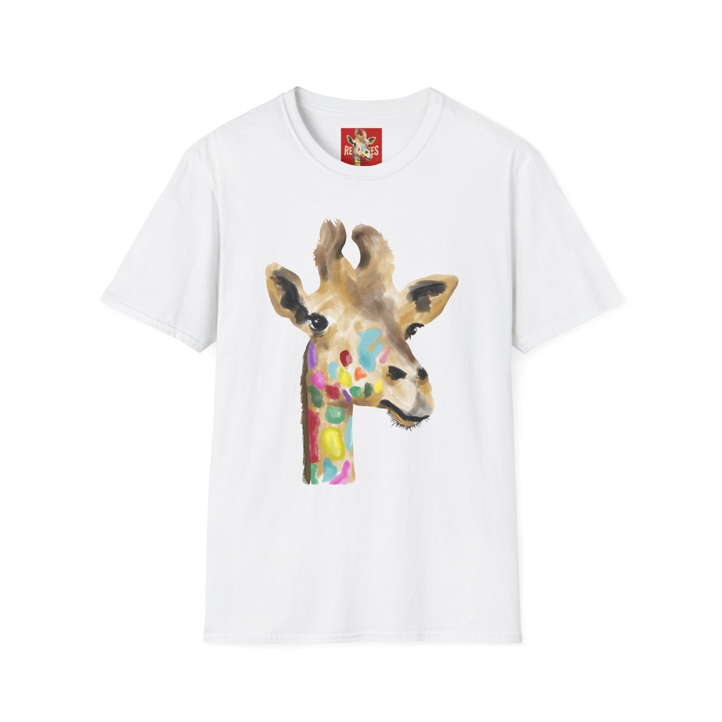 Giraffe Watercolor T‑Shirt — Colorful Painted Giraffe Tee