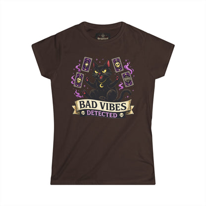 Revotees Bad Vibes Detected Cat Tarot Womens Witchy Graphic T-Shirt - alternate view 4