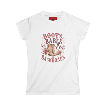 Boots, Babes & Backroads Women's Tee — Floral Cowboy Western Graphic Shirt
