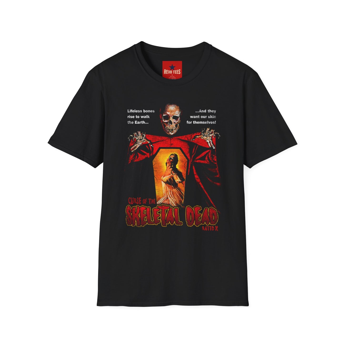 Horror Skeleton Graphic T‑Shirt — "Lifeless bones rise to walk the Earth" Vintage Metal/Scary Tee