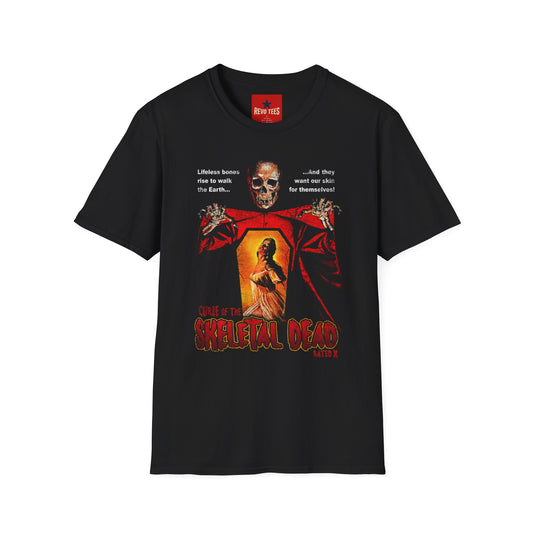 Horror Skeleton Graphic T‑Shirt — "Lifeless bones rise to walk the Earth" Vintage Metal/Scary Tee