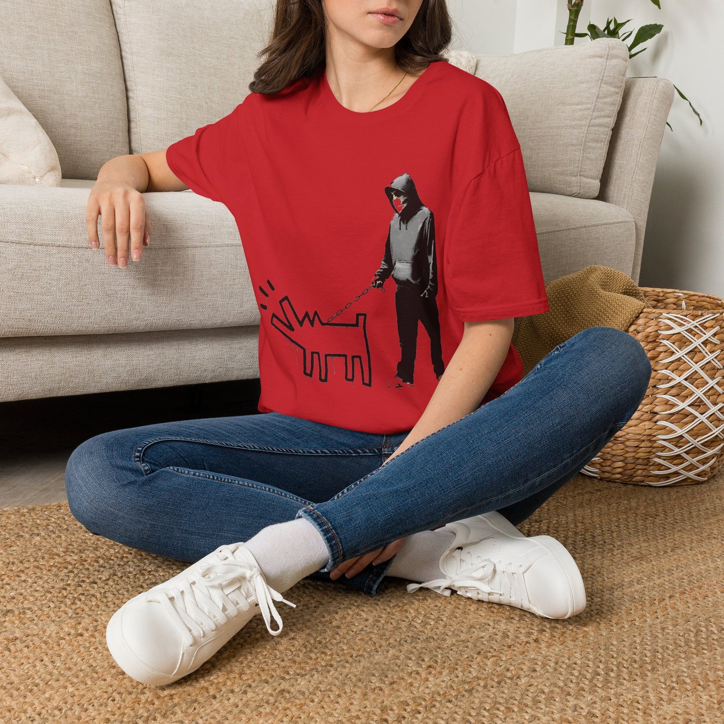 Banksy Walking The Dog — Urban Keith Haring Style Graphic Tee