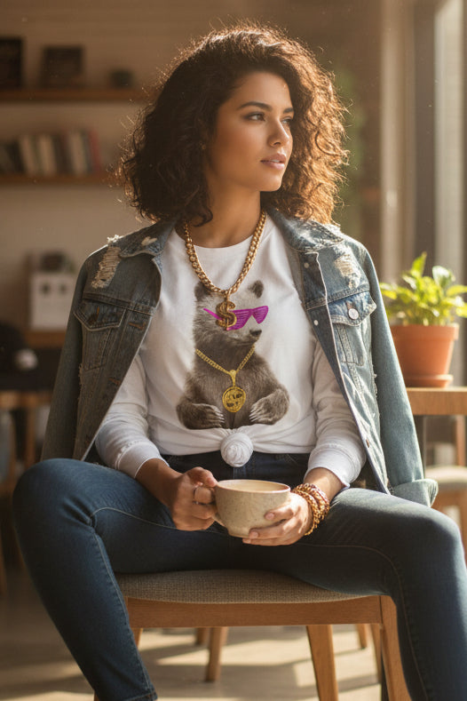 Revotees Bear with Pink Shades Long-Sleeve T-Shirt