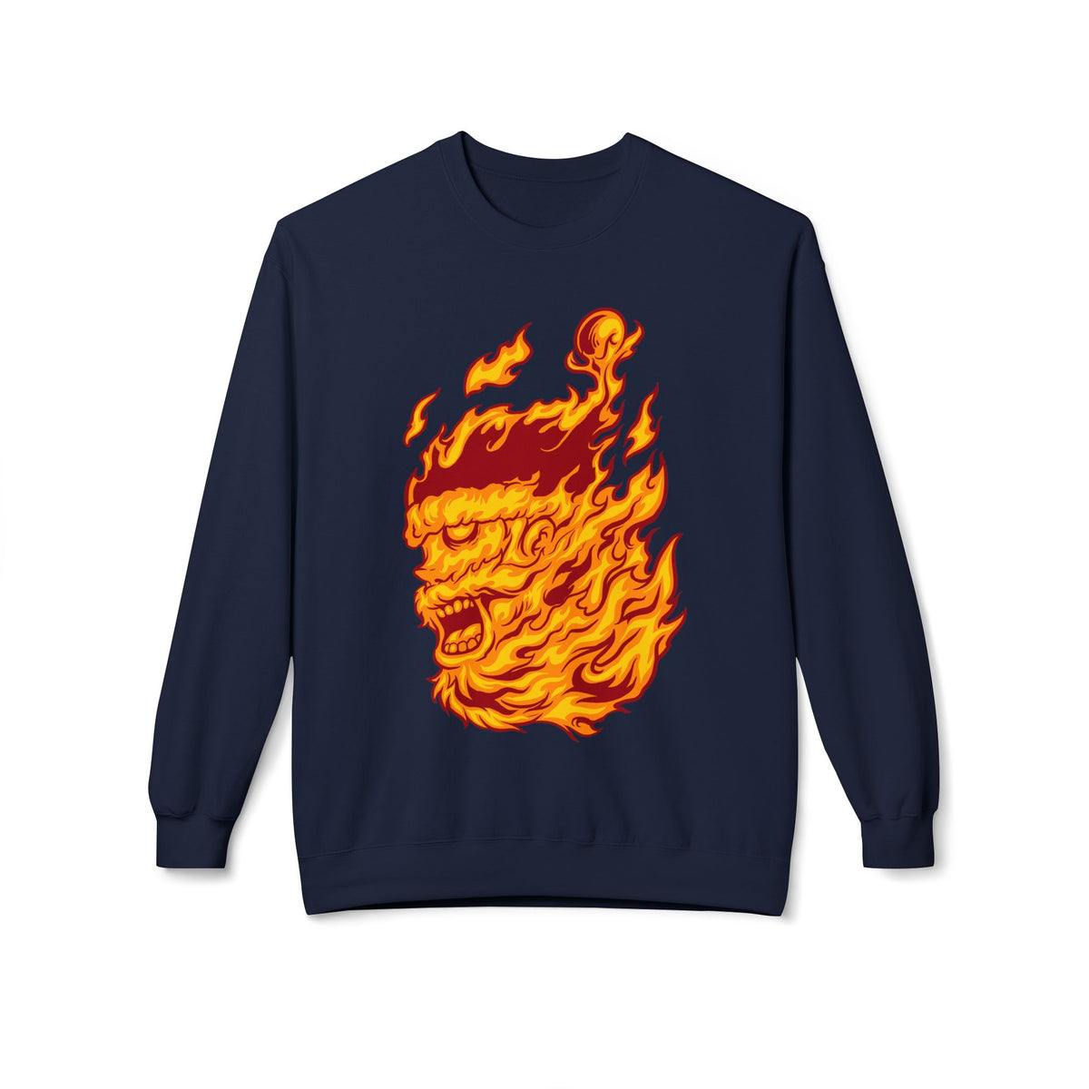 Flaming Santa Skull Redneck - I mean Crewneck Sweatshirt