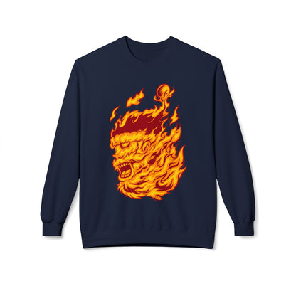 Flaming Santa Skull Redneck - I mean Crewneck Sweatshirt