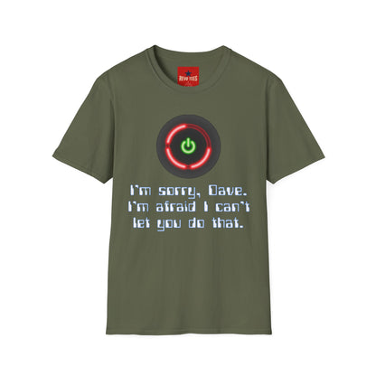 2001 HAL-Inspired Power Button T-Shirt – “I’m sorry, Dave. I’m afraid I can’t let you do that.”