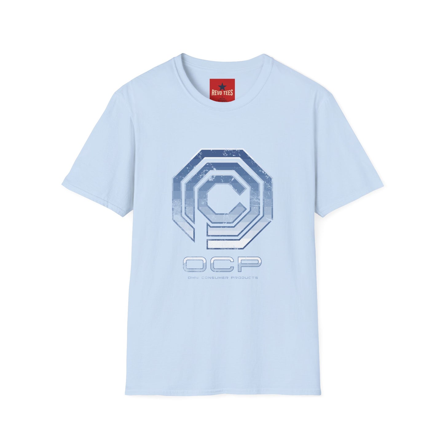 OCP Logo T‑Shirt — Retro Distressed Cyberpunk Company Tee