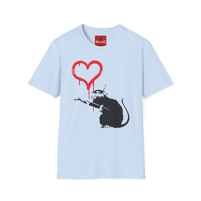 Banksy-Inspired Rat Stencil T-Shirt — Dripping Heart Street Art Tee