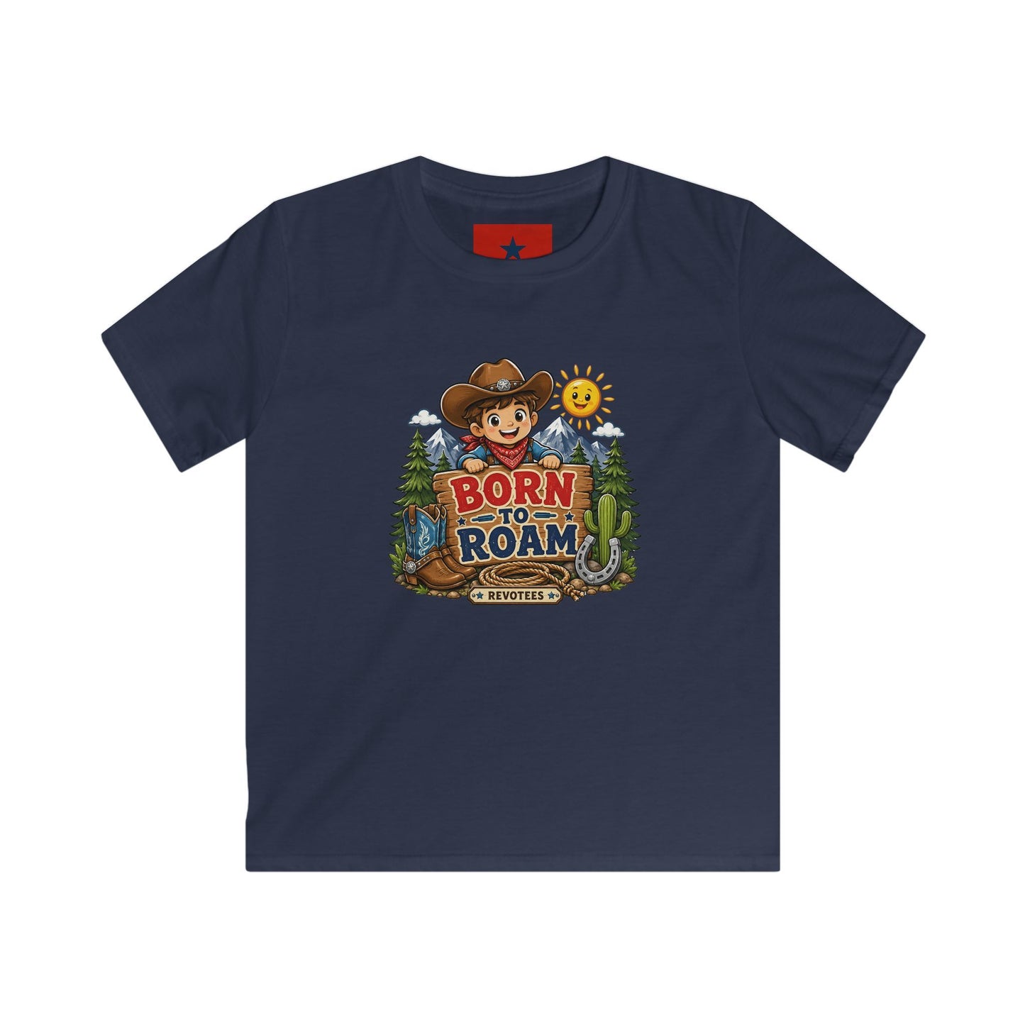 Kids T-Shirt – "Born to Roam" Cute Cowboy Adventure Tee for Little Explorers