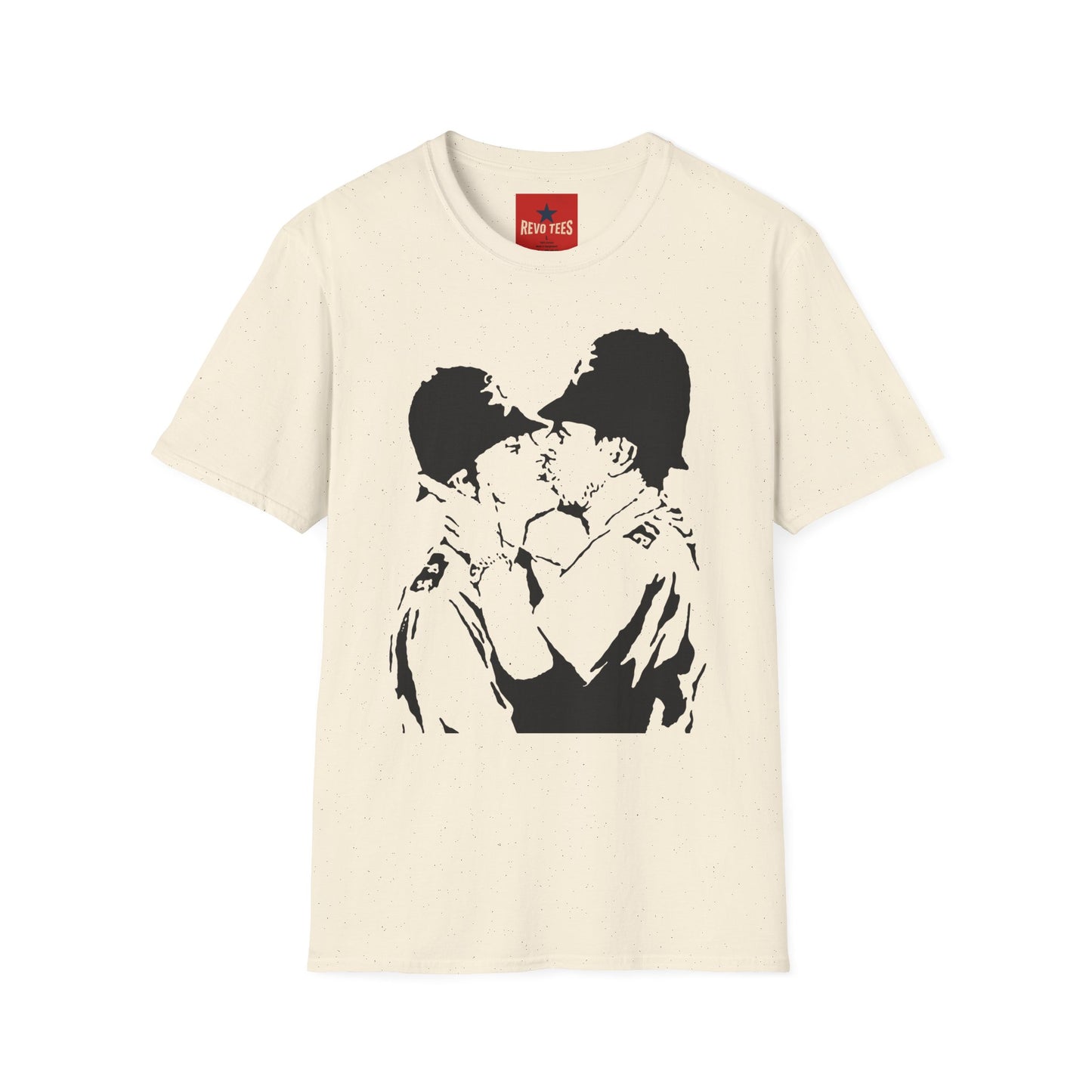 Banksy - Kissing Policemen Graphic T‑Shirt — Vintage Stencil Couple Print