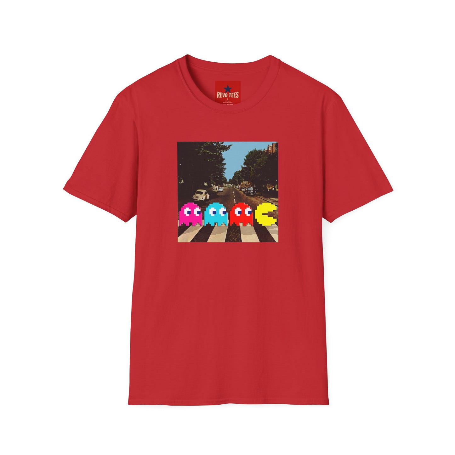 Pac‑City Arcade T‑Shirt — Retro Pixel Ghosts Crossing Graphic Tee