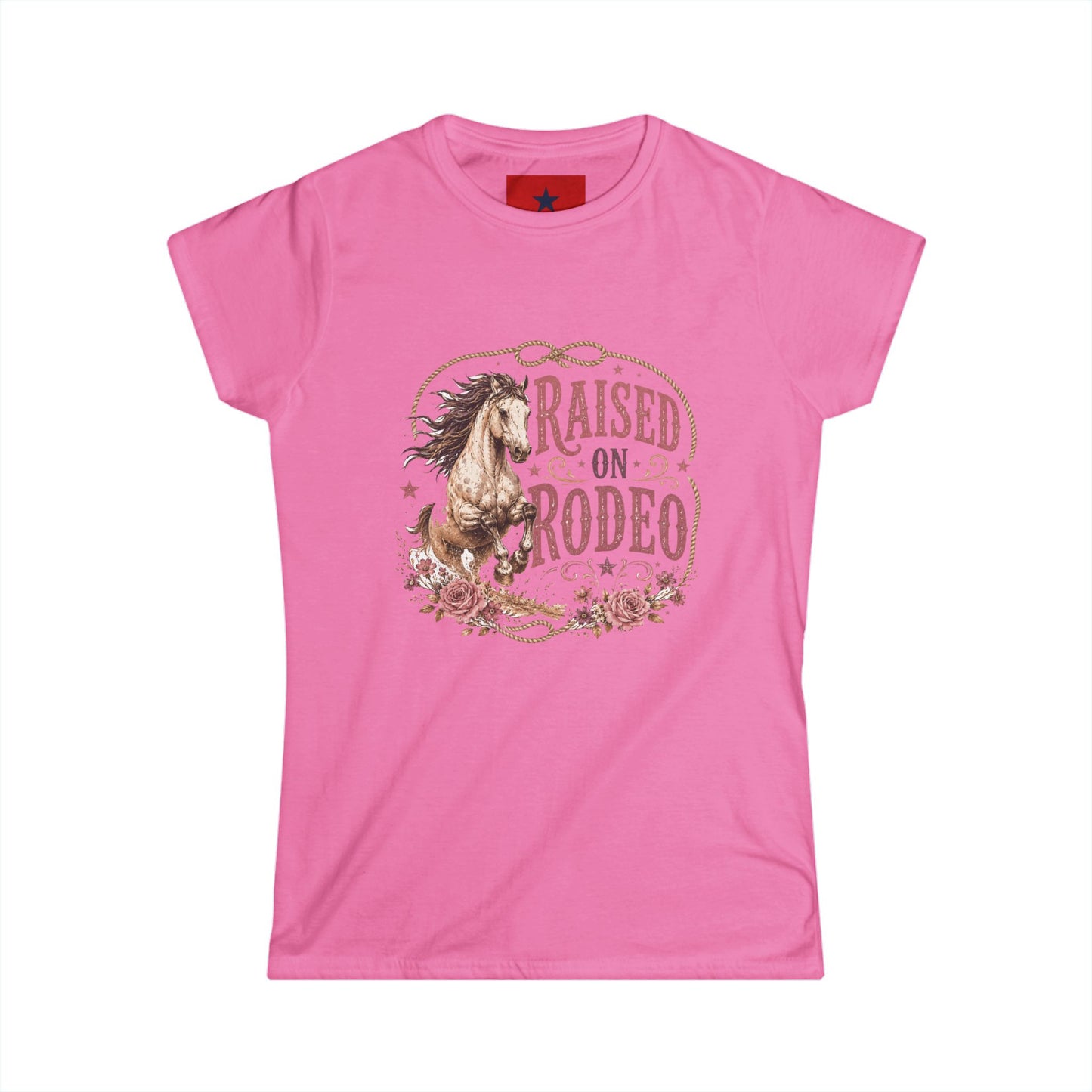 Raised on Rodeo Women's Tee — Vintage Horse Graphic Shirt