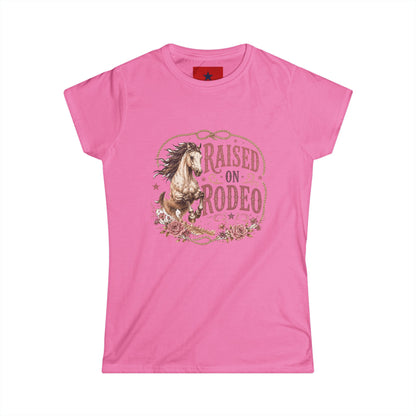 Raised on Rodeo Women's Tee — Vintage Horse Graphic Shirt