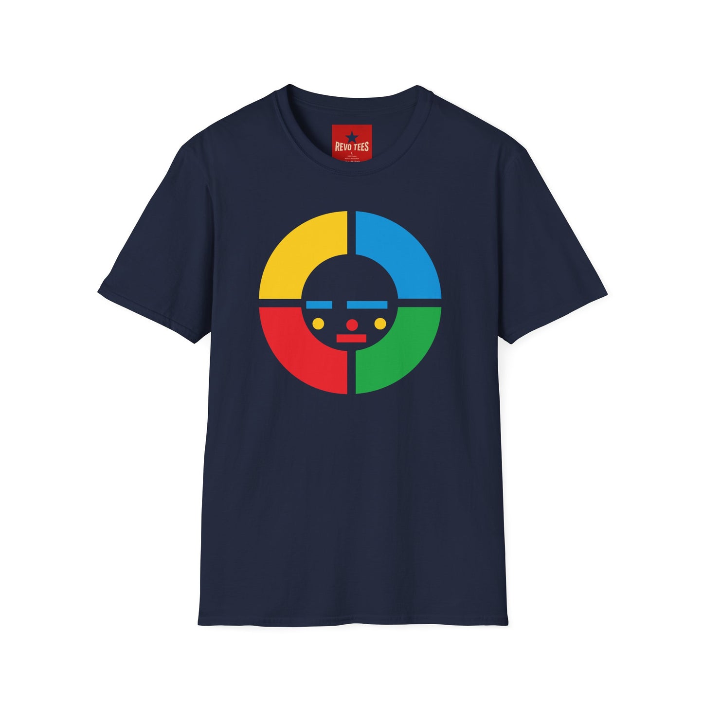 Colorwheel Face T-Shirt — Retro Geometric Graphic Tee