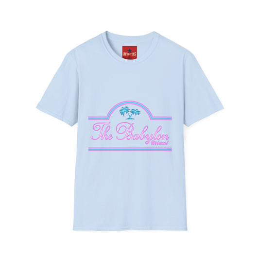 The Babylon Miami T-Shirt — Retro Neon Palm Beach Tee