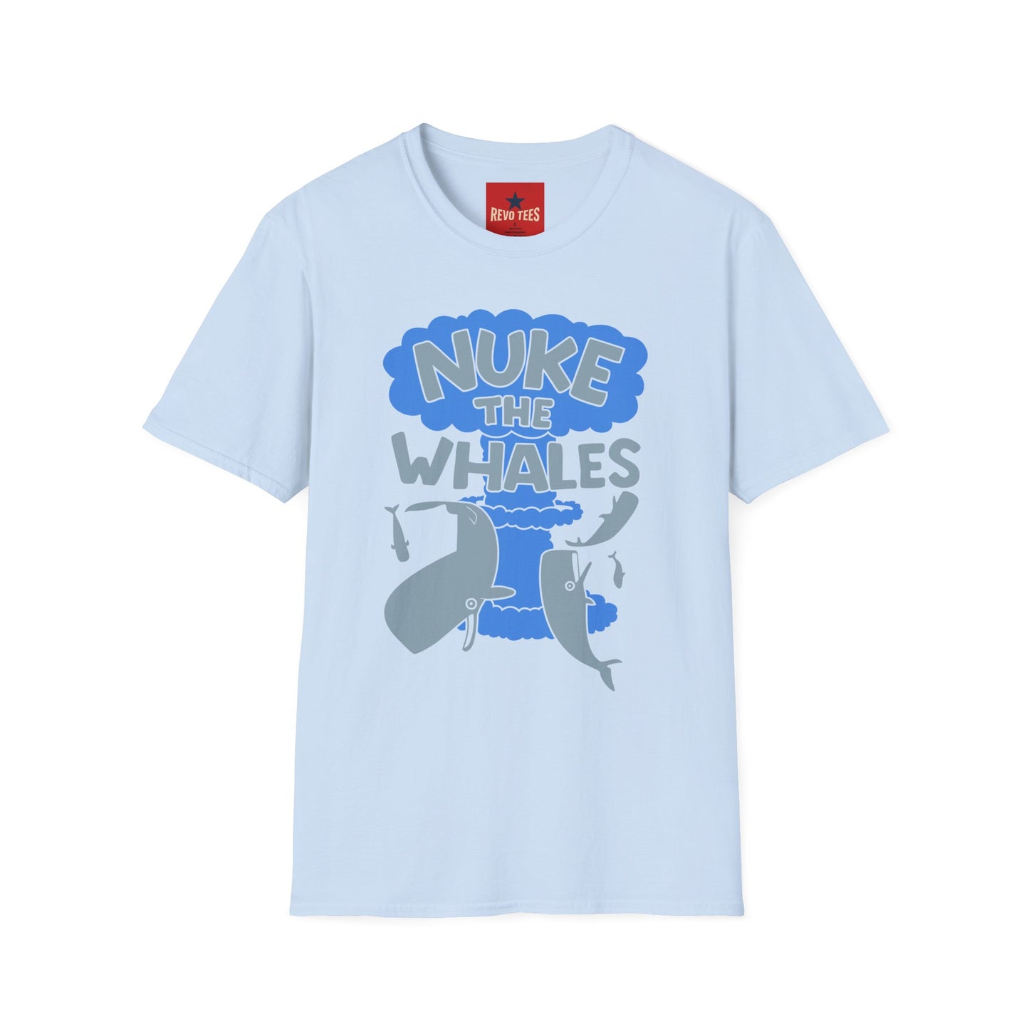 T-Shirt — 'Nuke the Whales' Satirical Graphic Tee (Funny Retro Ocean Design)