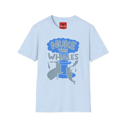 T-Shirt — 'Nuke the Whales' Satirical Graphic Tee (Funny Retro Ocean Design)