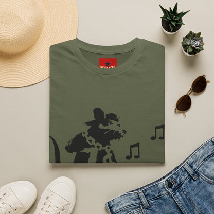 Music Cat T-Shirt — Black Silhouette Singing Rat Graphic Tee
