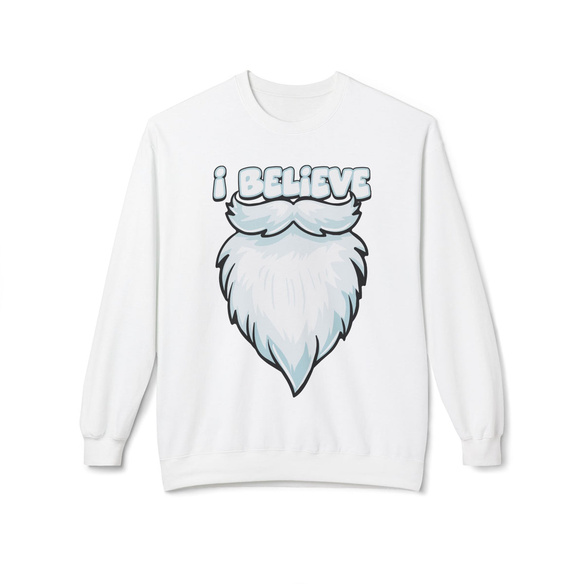 "I Believe" Santa Beard Holiday Crewneck Sweatshirt