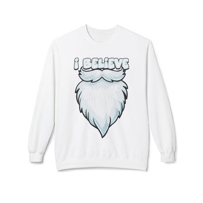 "I Believe" Santa Beard Holiday Crewneck Sweatshirt