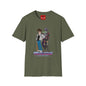 Retro Space Duo T‑Shirt — Cartoon Bounty Hunter & Kid Graphic Tee