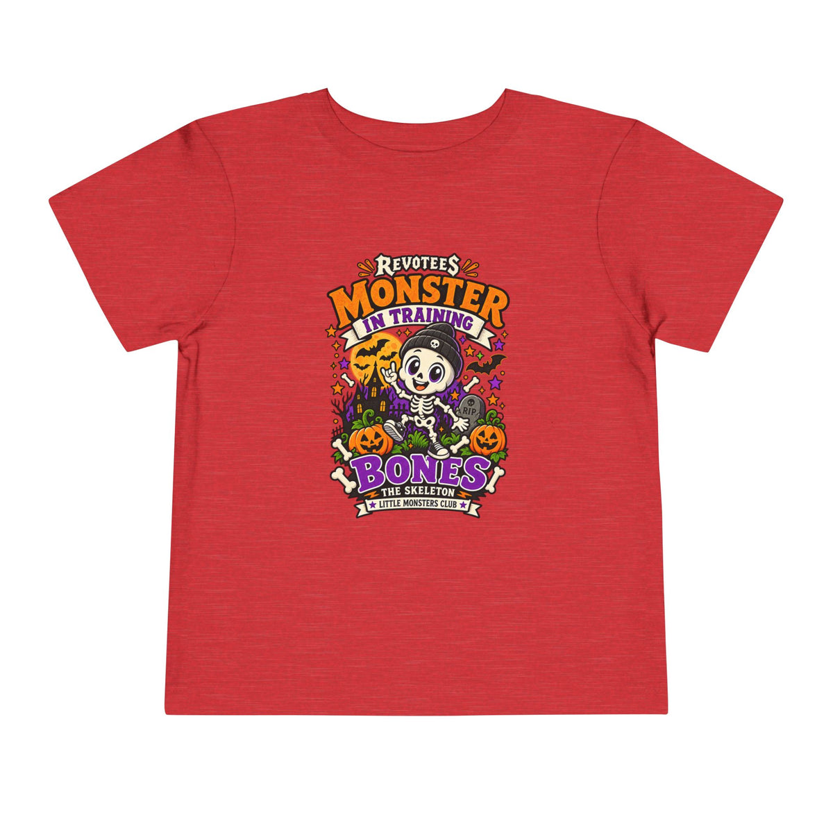 REVOTEES Toddler Tee — "Monster in Training" Cute Skeleton Halloween Shirt