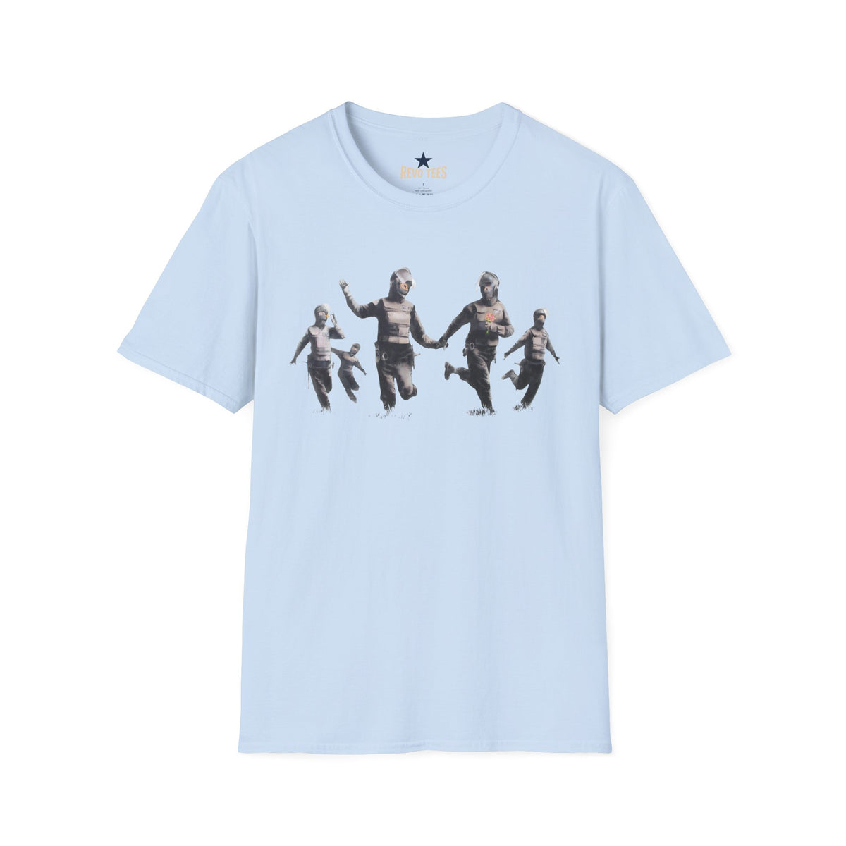 Revotees Banksy Vintage Running Figures Graphic T-Shirt - alternate view 4