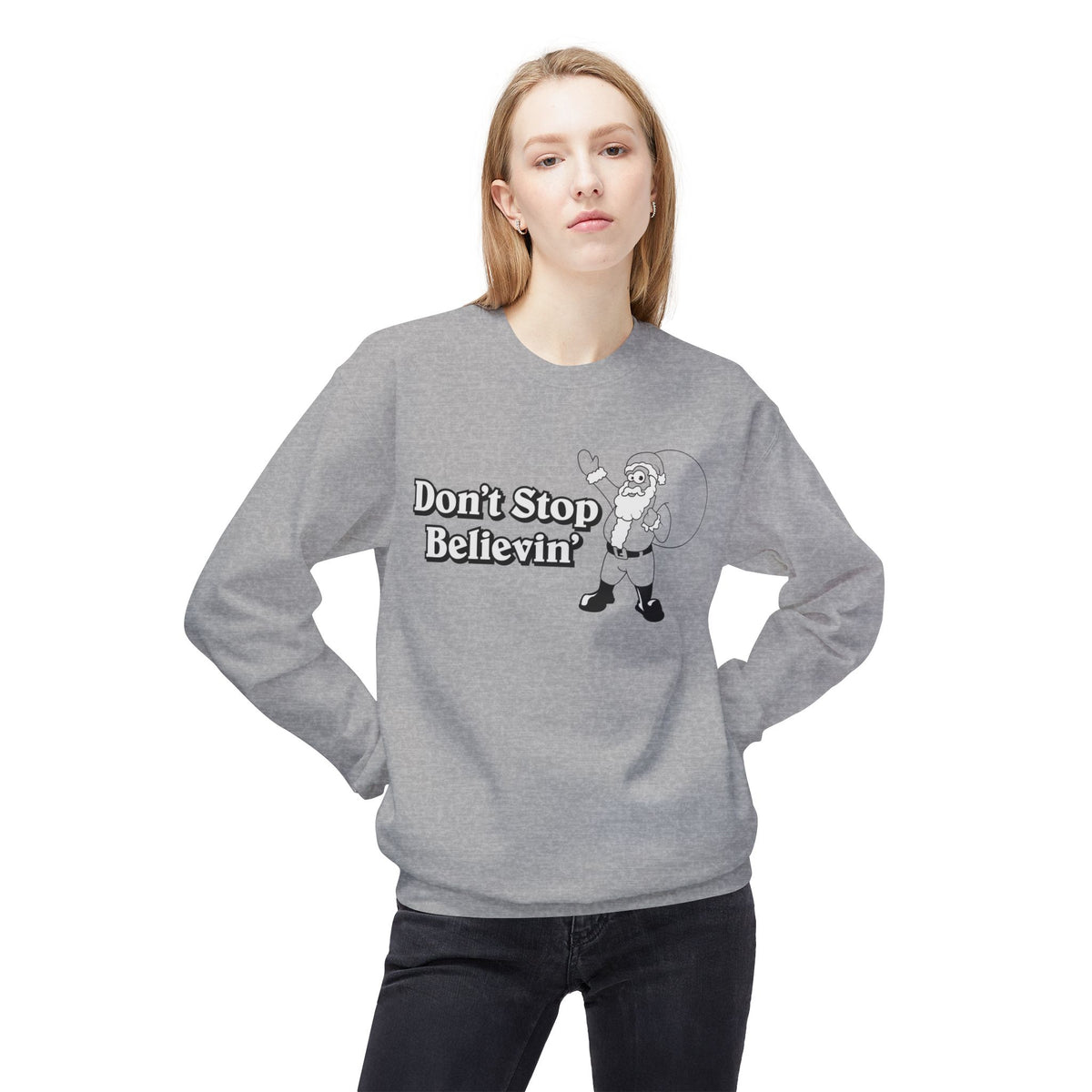 Christmas - 'Don't Stop Believin'' Santa Crewneck Sweatshirt