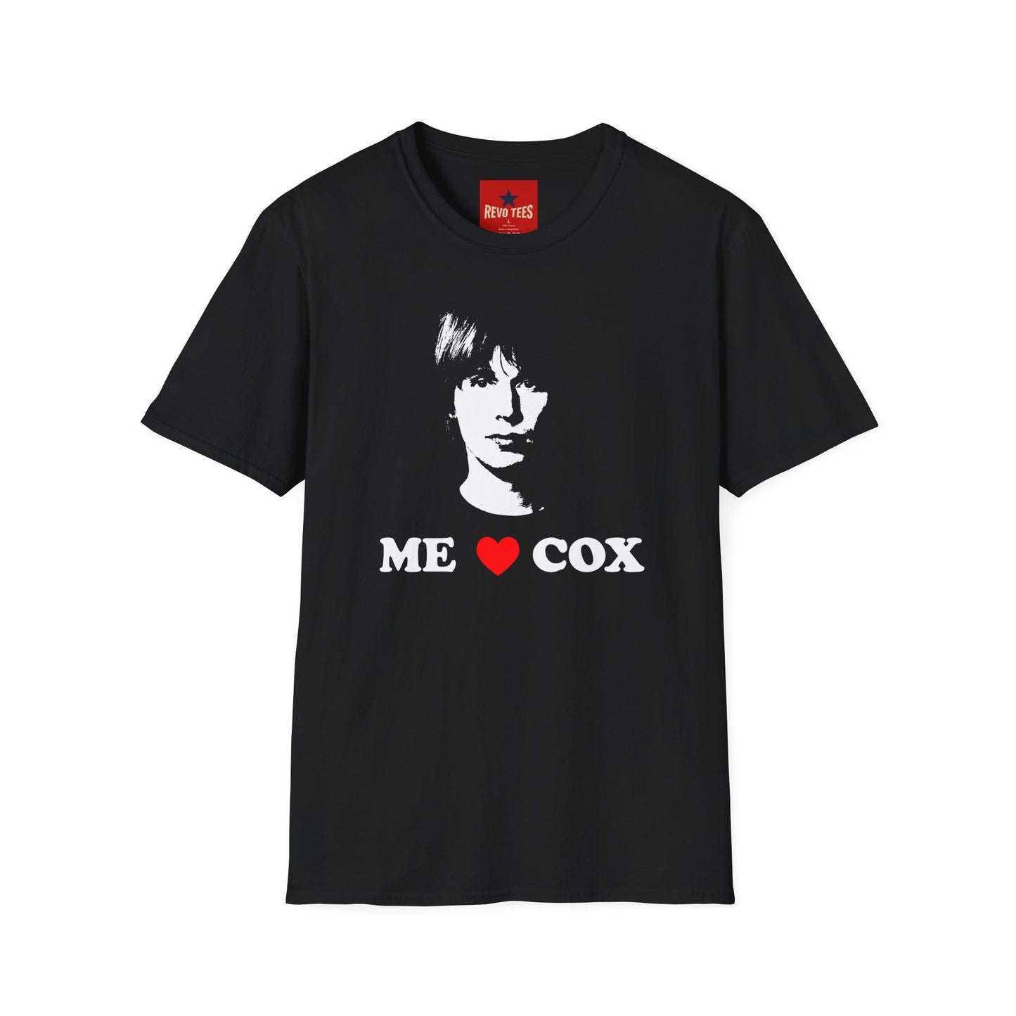 T-Shirt — 'ME LOVE COX' Retro Portrait Tee (Vintage Rock Fan Shirt)