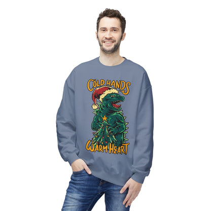 Christmas Godzilla - "Cold Hands Warm Heart" Holiday Crewneck Sweatshirt