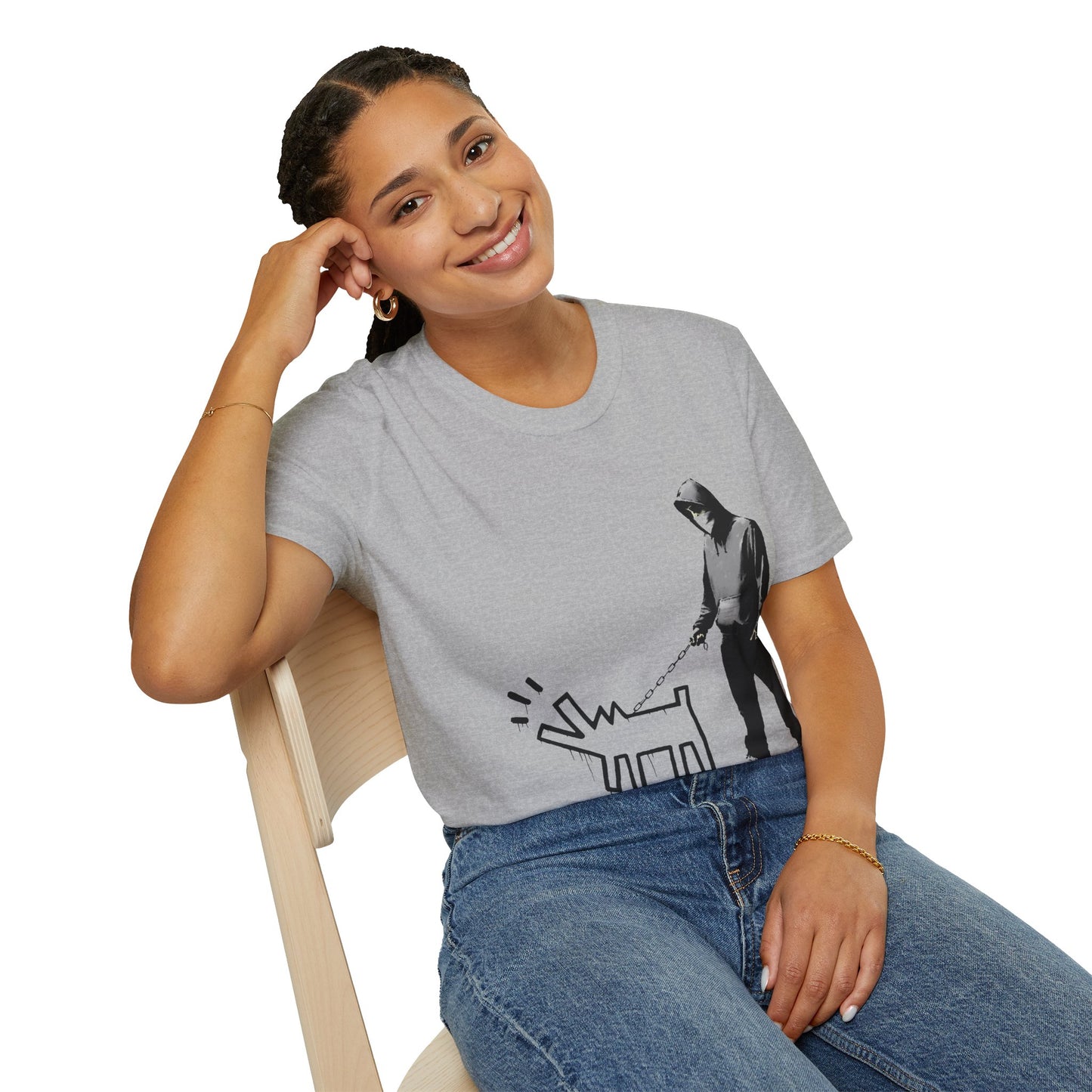 Banksy Walking The Dog — Urban Keith Haring Style Graphic Tee