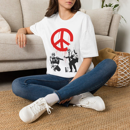 Banksy Peace Symbol Graffiti T-Shirt – Red Drip Street Art Tee
